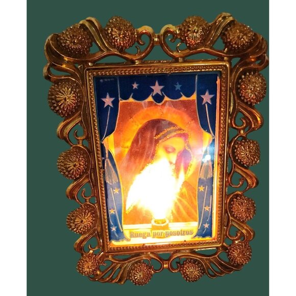 Vintage Virgin Mary LED Lighted Frame - Picture 1 of 14